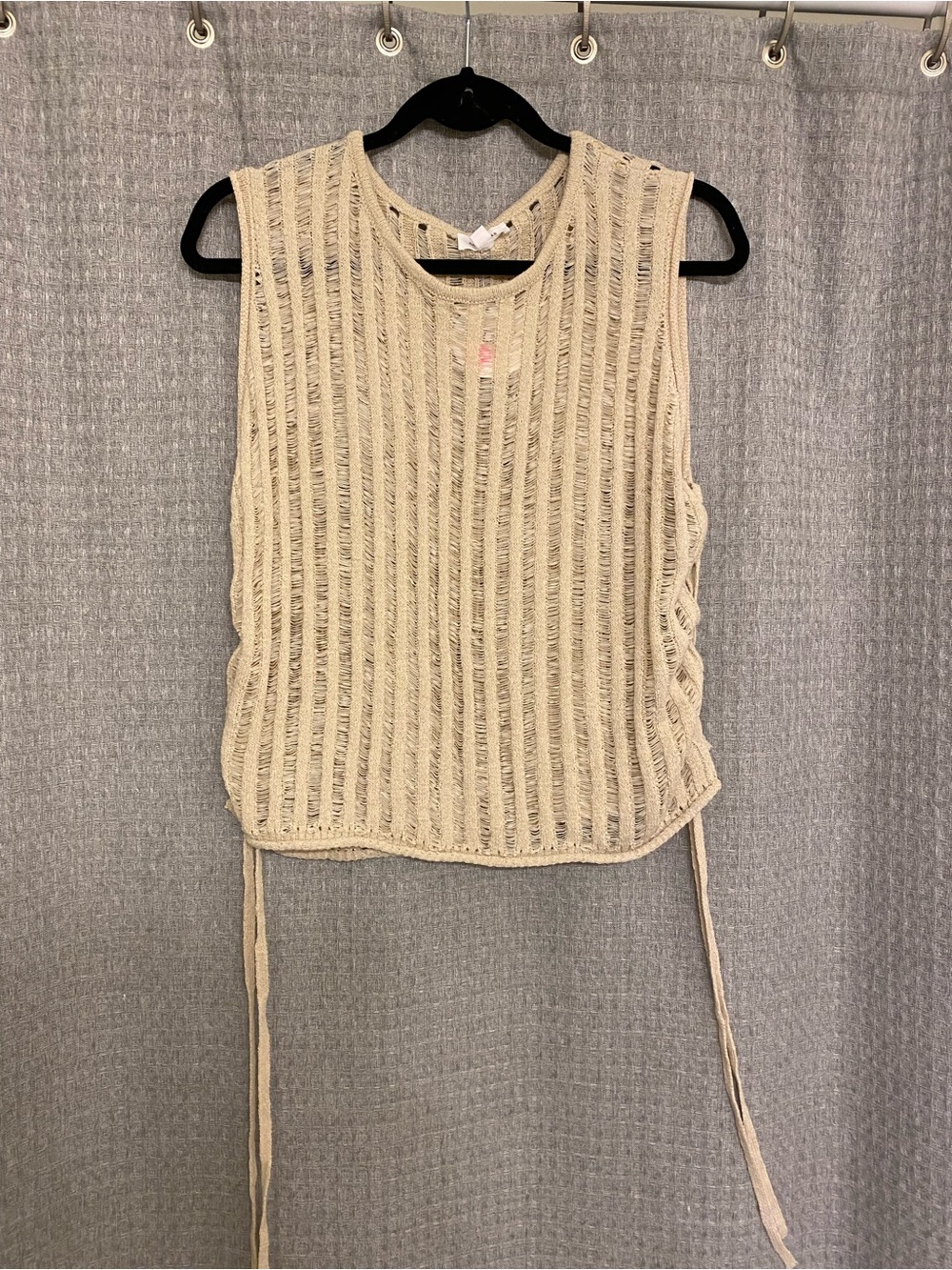 Annie Cream Open-Knit Sleeveless Tank with Side Ties